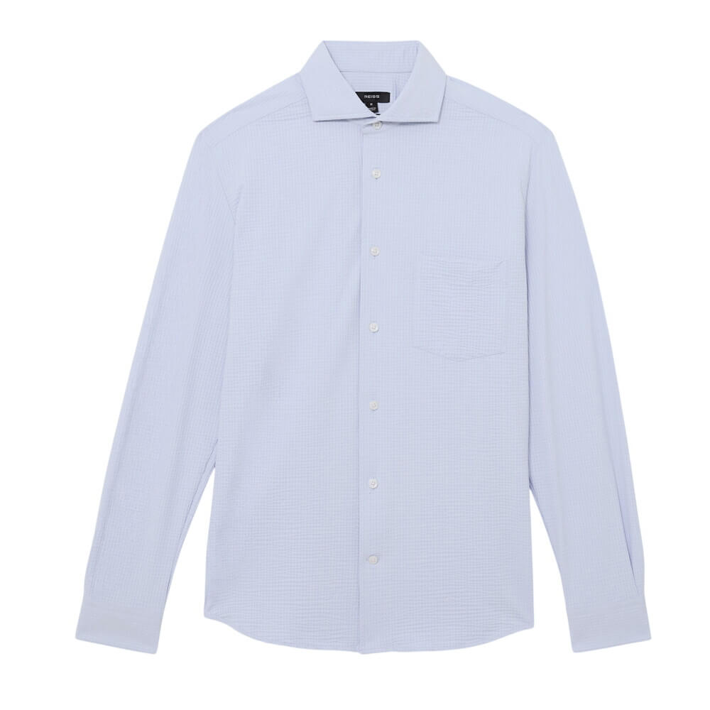 REISS Solarko Seersucker Cutaway-Collar Shirt